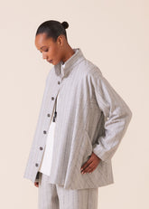 wool cashmere mix caucasus jacket with notch collar - long