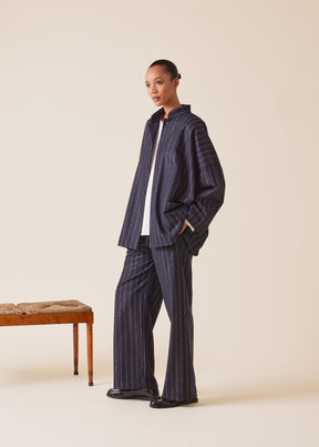 wool cashmere mix wide mandarin jacket - long