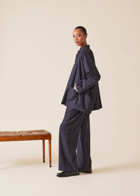 wool cashmere mix wide mandarin jacket - long