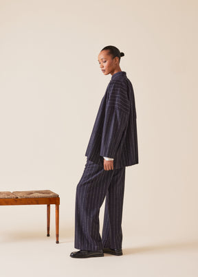 wool cashmere mix wide mandarin jacket - long