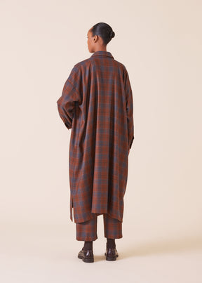 wool silk mix wide a-line shirt dress with collar