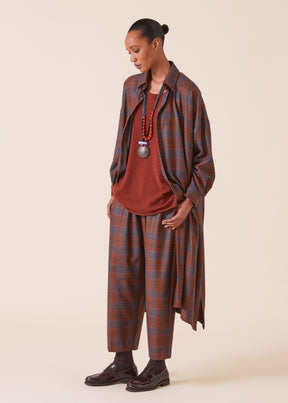 wool silk mix wide a-line shirt dress with collar