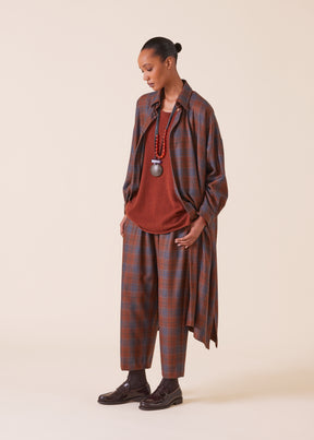 wool silk mix wide a-line shirt dress with collar
