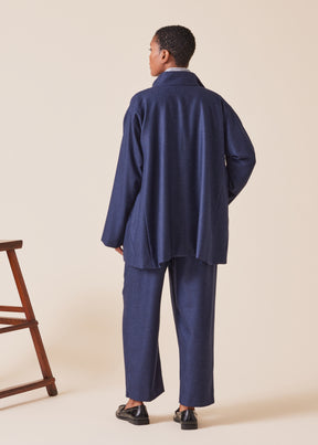 wool silk mix caucasus jacket with notch collar - long