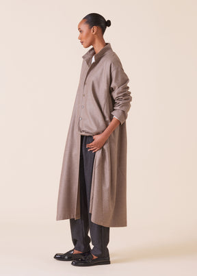 wool silk mix caucasus robe coat with stand collar