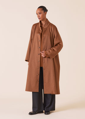 cashmere chinese imperial coat with chinese collar - full length