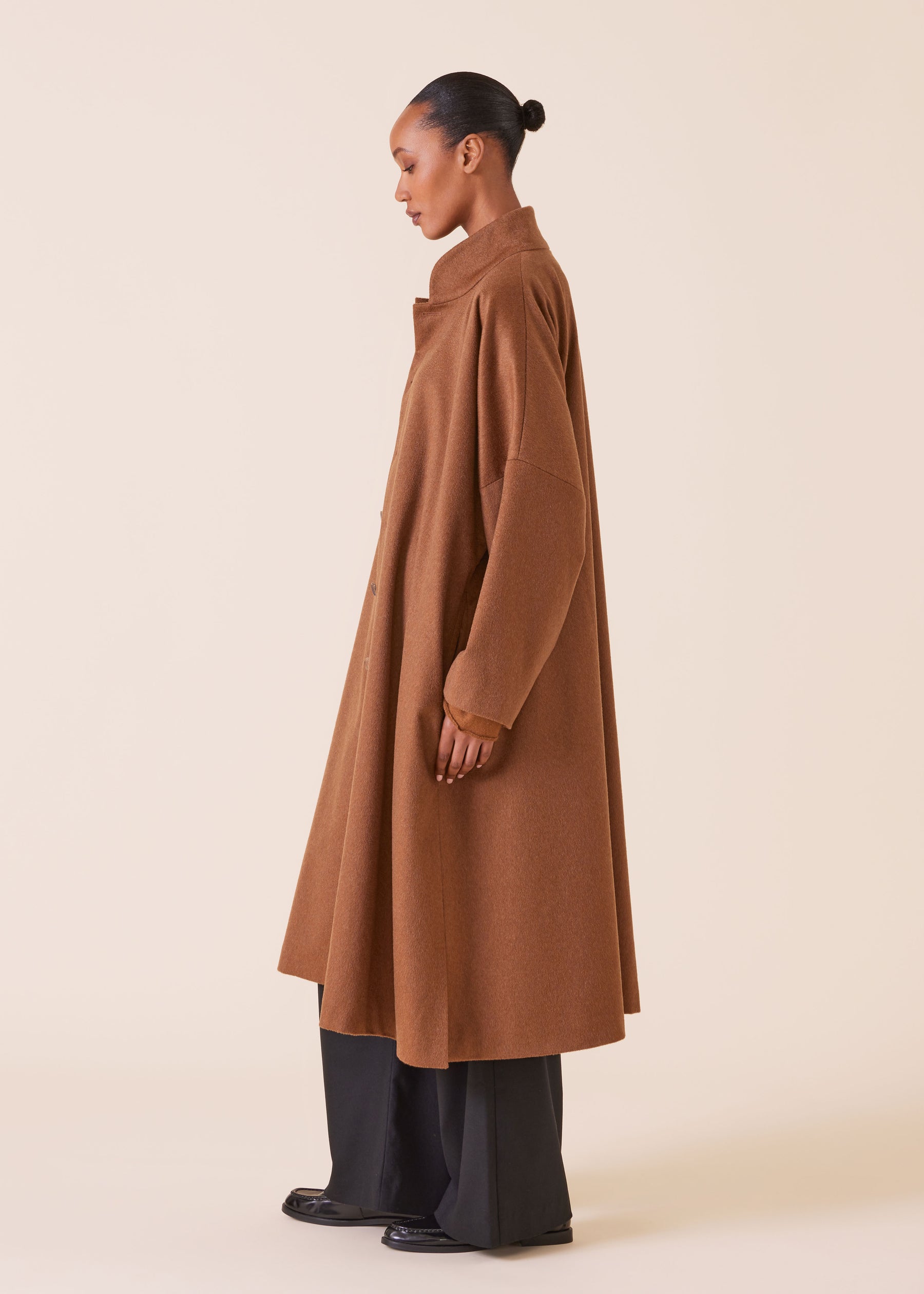 cashmere chinese imperial coat with chinese collar - full length