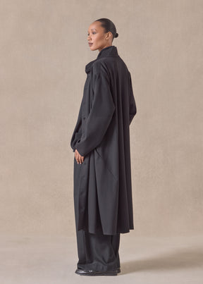 wool cashmere mix high neck caucasus coat - full length