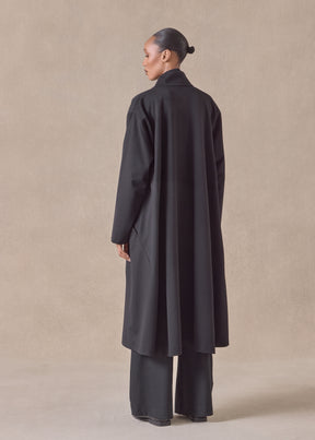 wool cashmere mix high neck caucasus coat - full length
