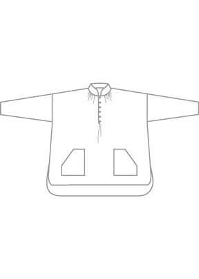 cotton sloped shoulder wide a-line artists smock with pleated collar - long plus