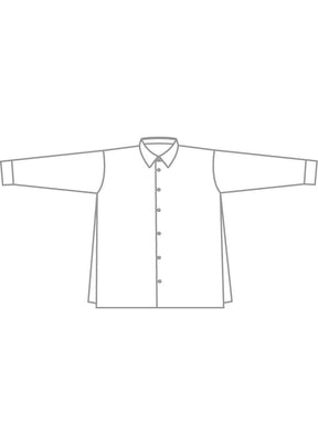cotton slim a-line shirt with collar and stepped insert  - long