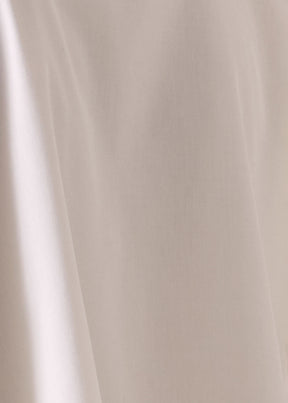 cotton slim a-line double stand collar shirt with stepped insert - long
