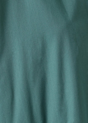 cotton double stand collar shirt dress with pleated layer