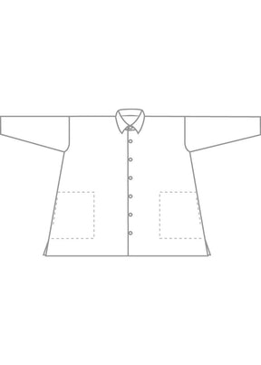 cotton wide a-line back pleat shirt with collar - long plus