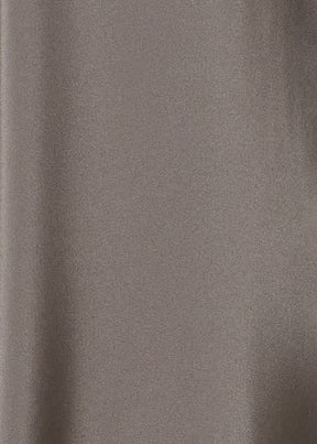 silk wide a-line shirt dress with open standup collar