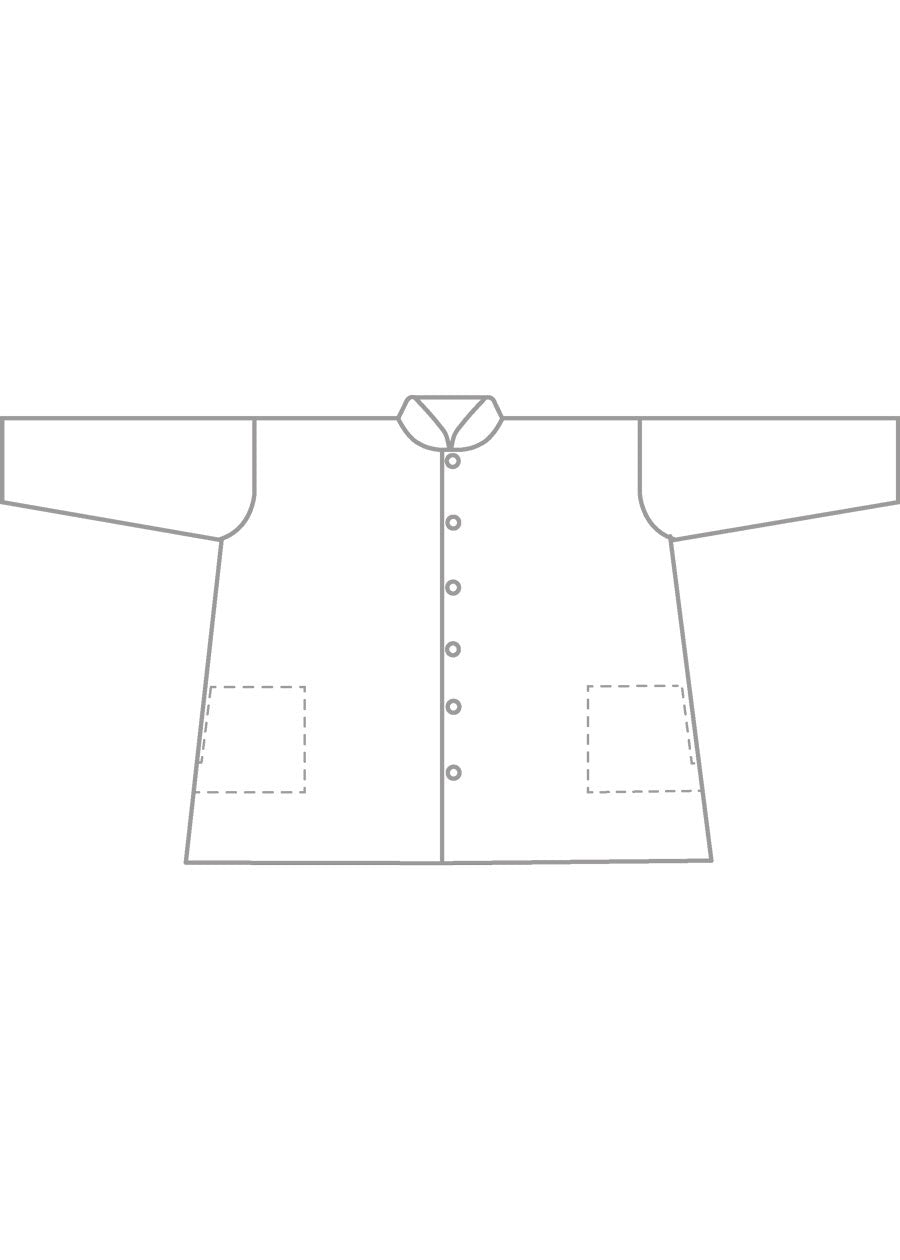 silk wide a-line jacket with chinese collar - long