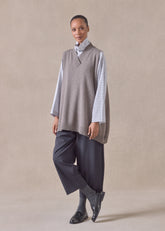 cashmere a-line sleeveless cross over v-neck - long