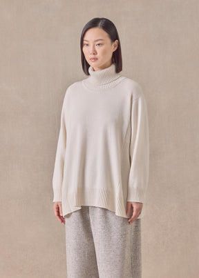 cashmere panelled a-line roll neck sweater - mid plus