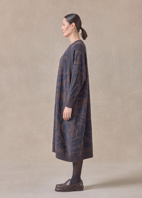 cashmere wide a-line round neck dress