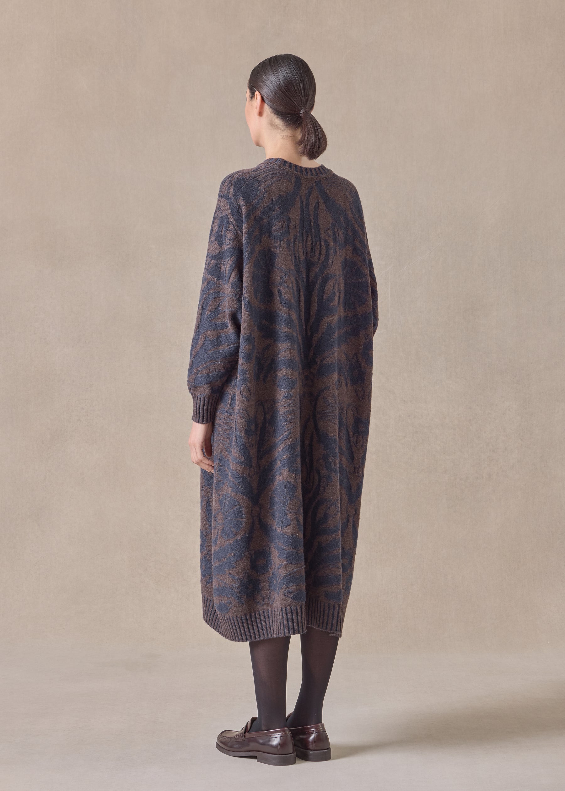 cashmere wide a-line round neck dress