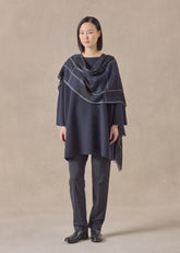 cashmere slash neck 3/4 sleeve sweater - long plus with slits