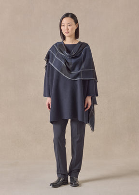 cashmere slash neck 3/4 sleeve sweater - long plus with slits