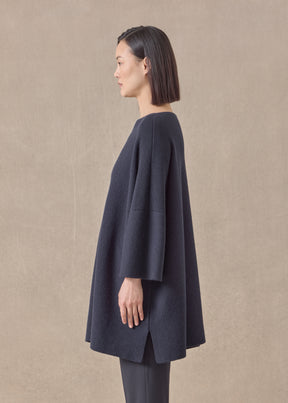 cashmere slash neck 3/4 sleeve sweater - long plus with slits