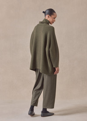 cashmere slim sleeve monks top - long