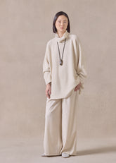 cashmere slim sleeve monks top - long