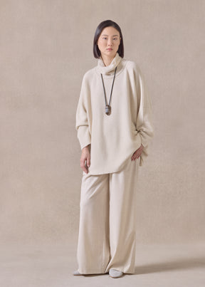 cashmere slim sleeve monks top - long