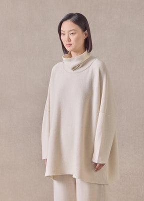 cashmere slim sleeve monks top - long