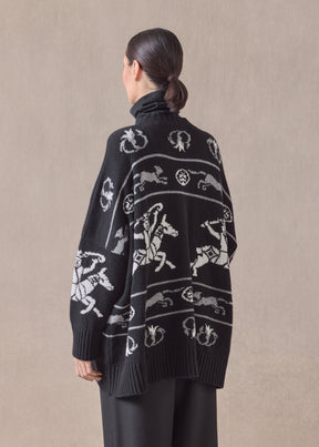 cashmere wide round neck sweater - long
