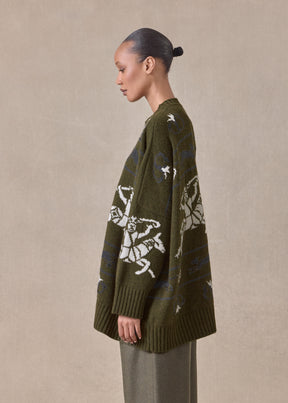cashmere wide round neck sweater - long
