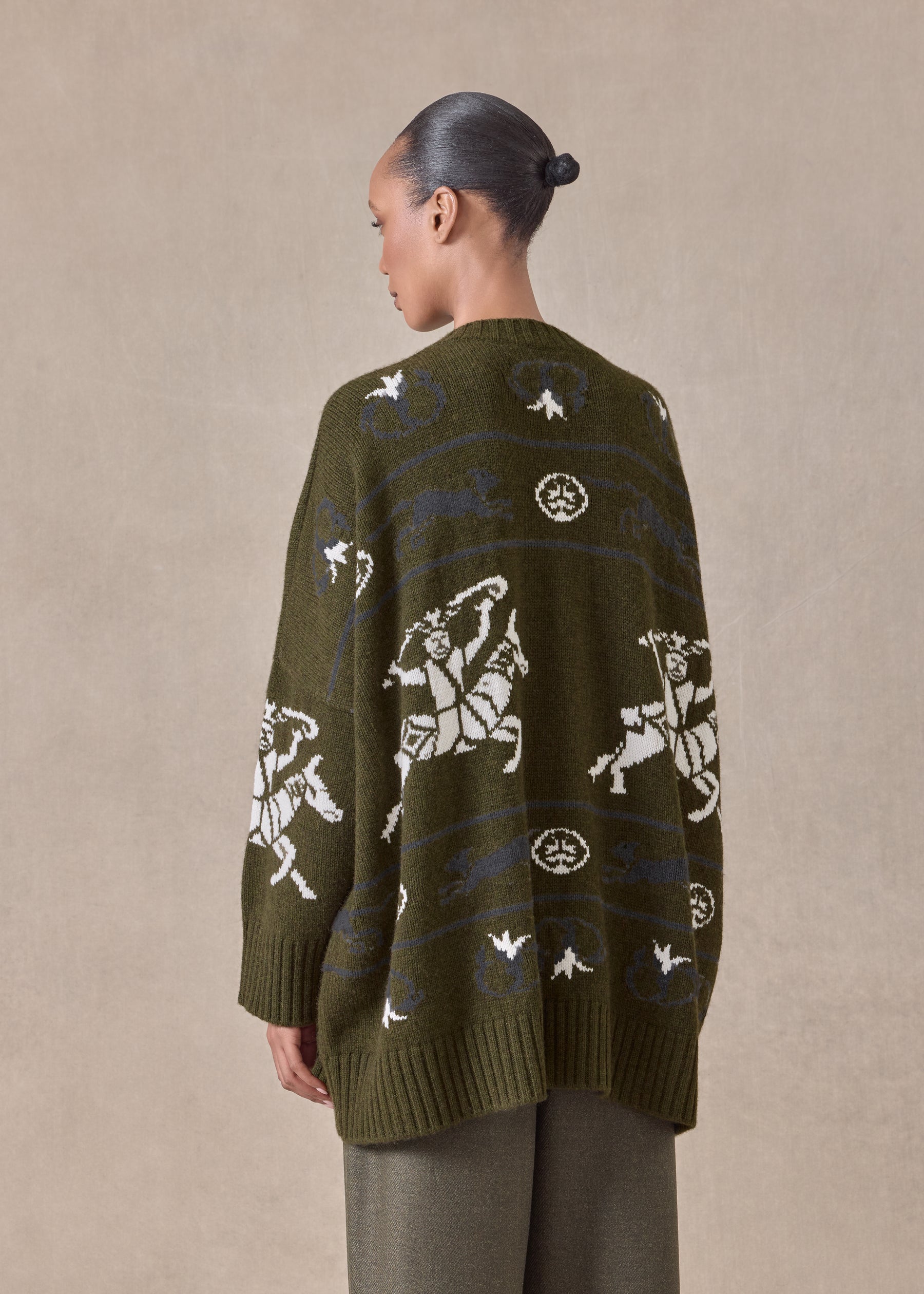 cashmere wide round neck sweater - long