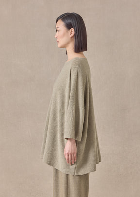 cashmere square 3/4 sleeve  top - long