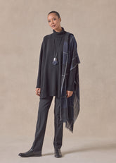 cashmere wide raglan sleeve roll neck sweater - long