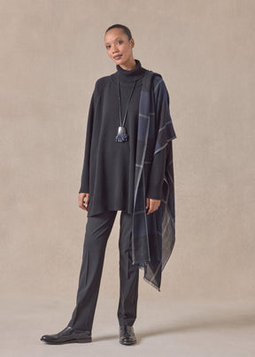 cashmere wide raglan sleeve roll neck sweater - long