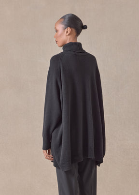 cashmere wide raglan sleeve roll neck sweater - long