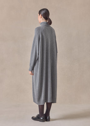 cashmere wide raglan sleeve roll neck dress