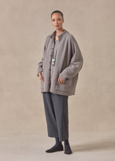cashmere high neck button cardigan - long