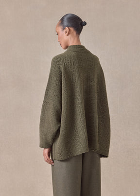 cashmere high neck button cardigan - long