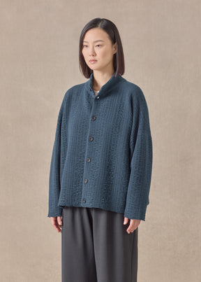 cashmere 3/4 width high neck cardigan - mid
