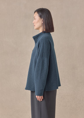 cashmere 3/4 width high neck cardigan - mid