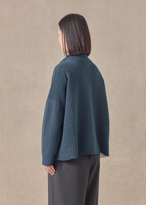 cashmere 3/4 width high neck cardigan - mid