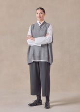 cashmere sleeveless a-line cross over V neck - mid plus