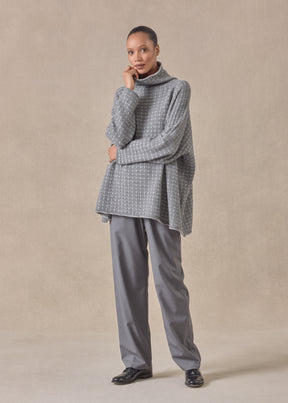 cashmere slim sleeve funnel neck - long