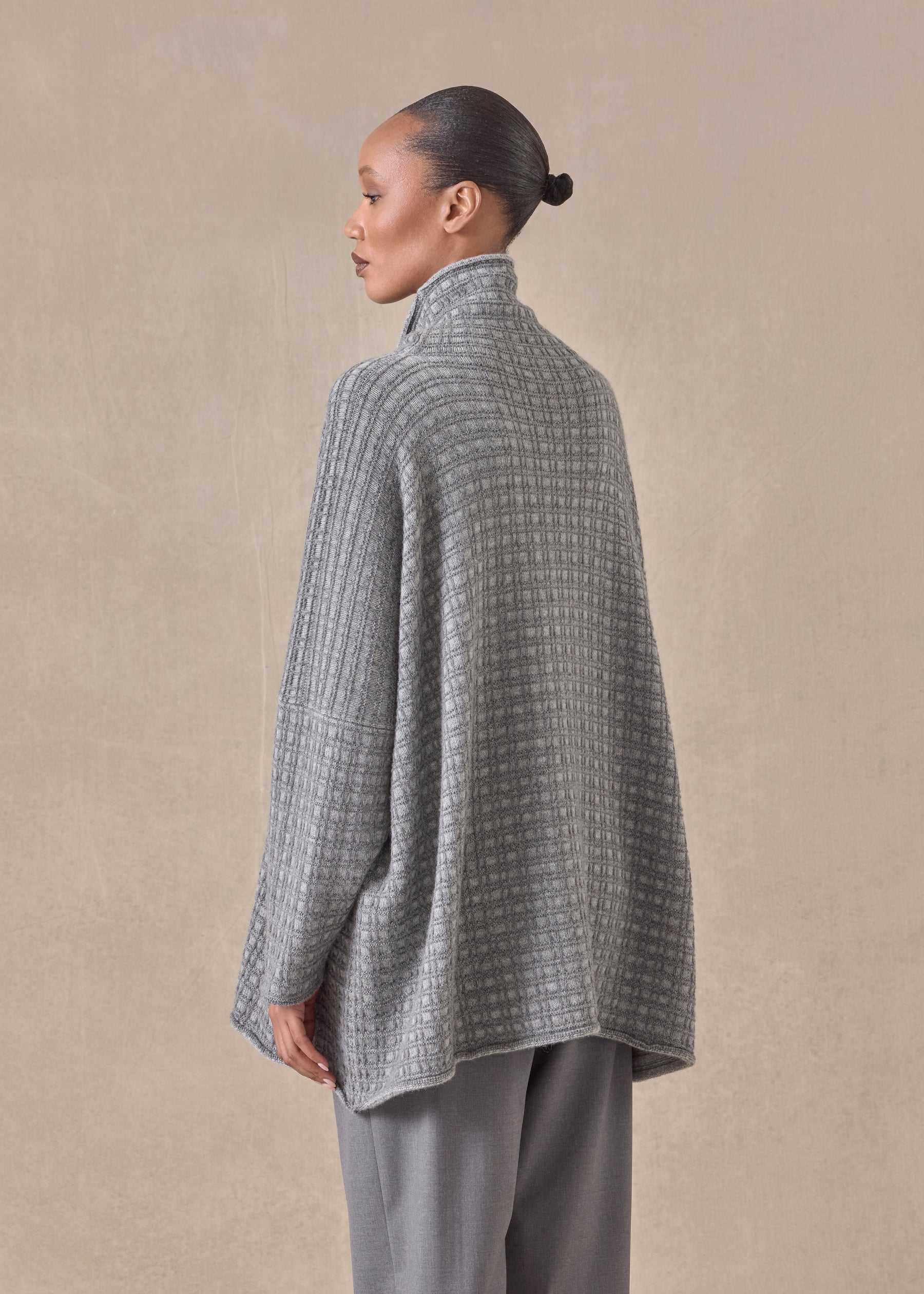 cashmere slim sleeve funnel neck - long