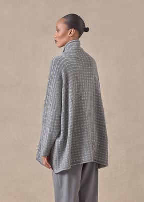 cashmere slim sleeve funnel neck - long