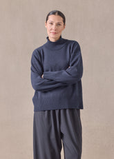 cashmere small long sleeve high neck sweater - mid