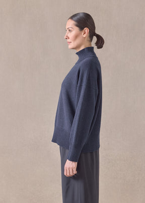 cashmere small long sleeve high neck sweater - mid